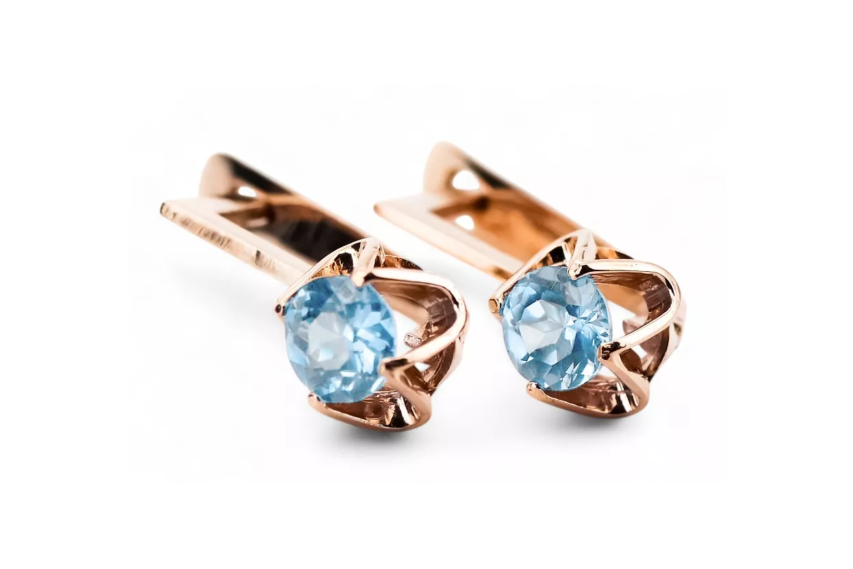 Earrings Vintage style Aquamarine Original Vintage 14K Rose Gold vec005r Earrings Vintage style Aquamarine Original Vintage 14K Rose Gold vec005r
